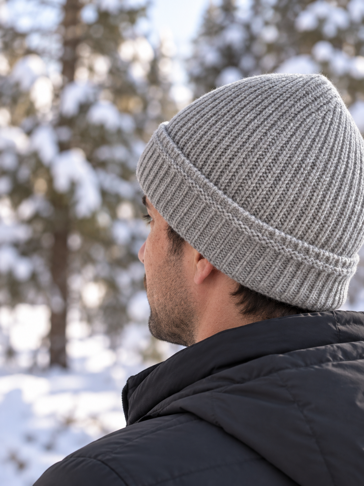 100% Mongolian Cashmere Beanie – Ribbed Winter Hat for Women & Men