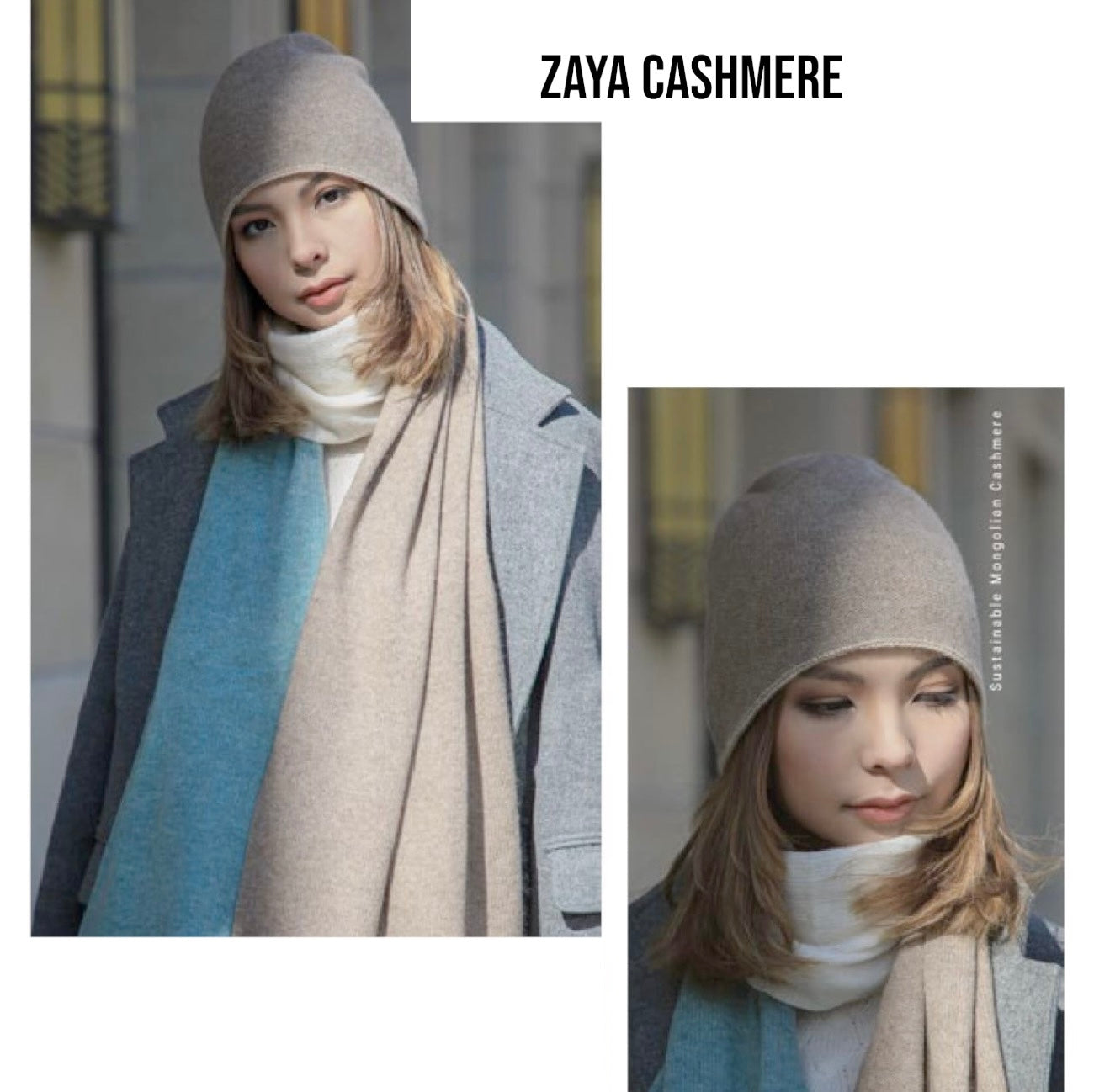 100% Cashmere Slouch Beanie / Lightweight Women Winter Hat / Luxurious Gift / Hand-Combed SFA Certified Cashmere / Made in Mongolia