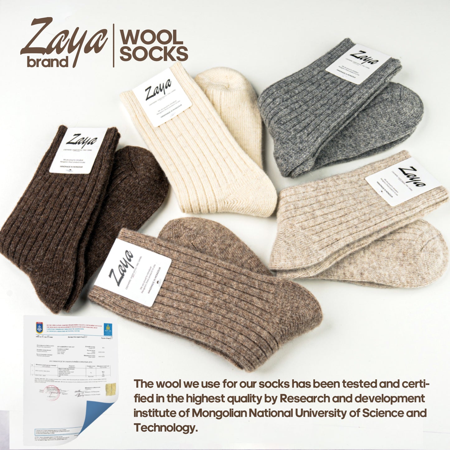 Organic Mongolian sheep wool socks / High quality pure fiber / Hypo-allergenic / Anti bacterial / Cozy warm / Unisex socks