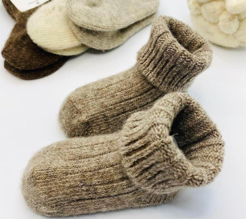 KIDS Organic Wool Socks / Soft Cozy Small Kids Winter Essentials / Breathable, Sustainable Un-dyed Pure Sheep Wool / Made in Mongolia