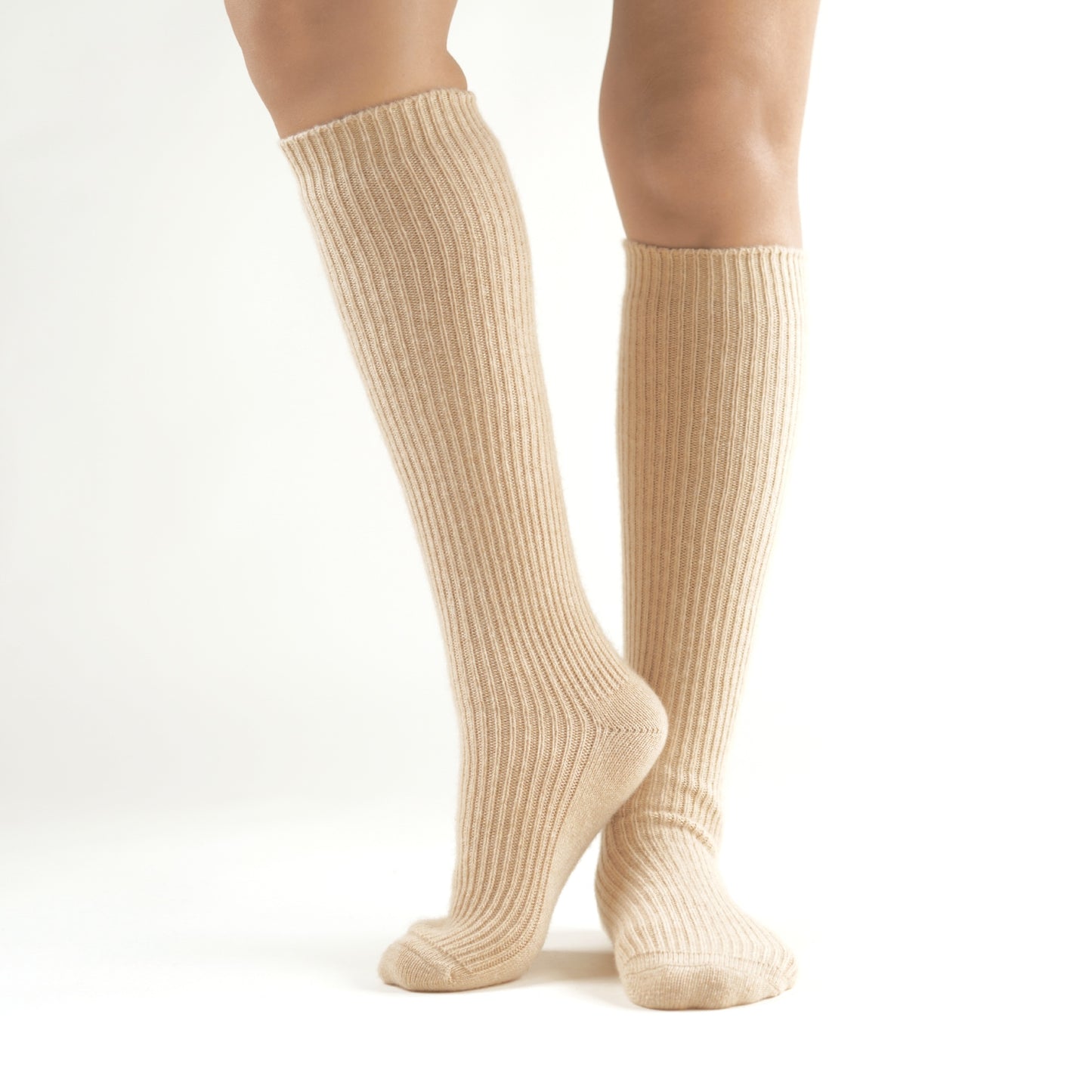 Knee-High Luxury Pure Cashmere Socks - Made from Un-dyed Organic Mongolian Cashmere | Heavenly soft | Cozy Winter Fashion | Ideal Gift