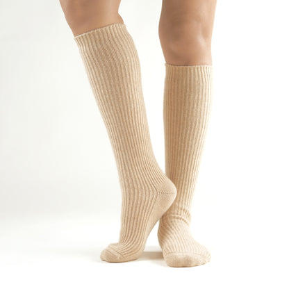 Knee-High Luxury Pure Cashmere Socks - Made from Un-dyed Organic Mongolian Cashmere | Heavenly soft | Cozy Winter Fashion | Ideal Gift