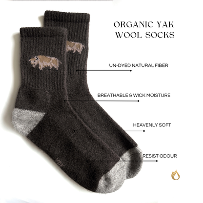 Organic Yak Down Soft Socks – Sustainable, Breathable, Cushioned Wool Socks for Outdoor Adventure & Indoor Comfort