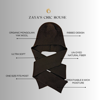 Women’s Yak Wool Hat & Scarf – 100% Organic Mongolian Yak Wool | Soft, Warm, Lightweight Luxury Winter Fashion