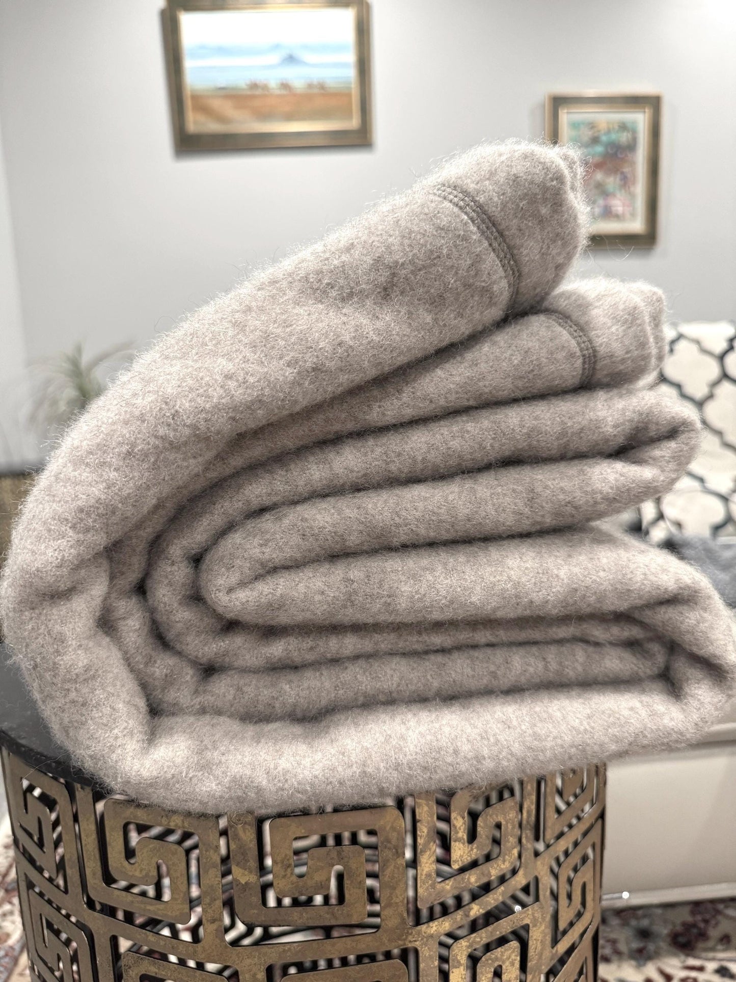 Oversized 100% Yak Down Throw Blanket: Mongolian Luxury, Undyed, Natural Fiber