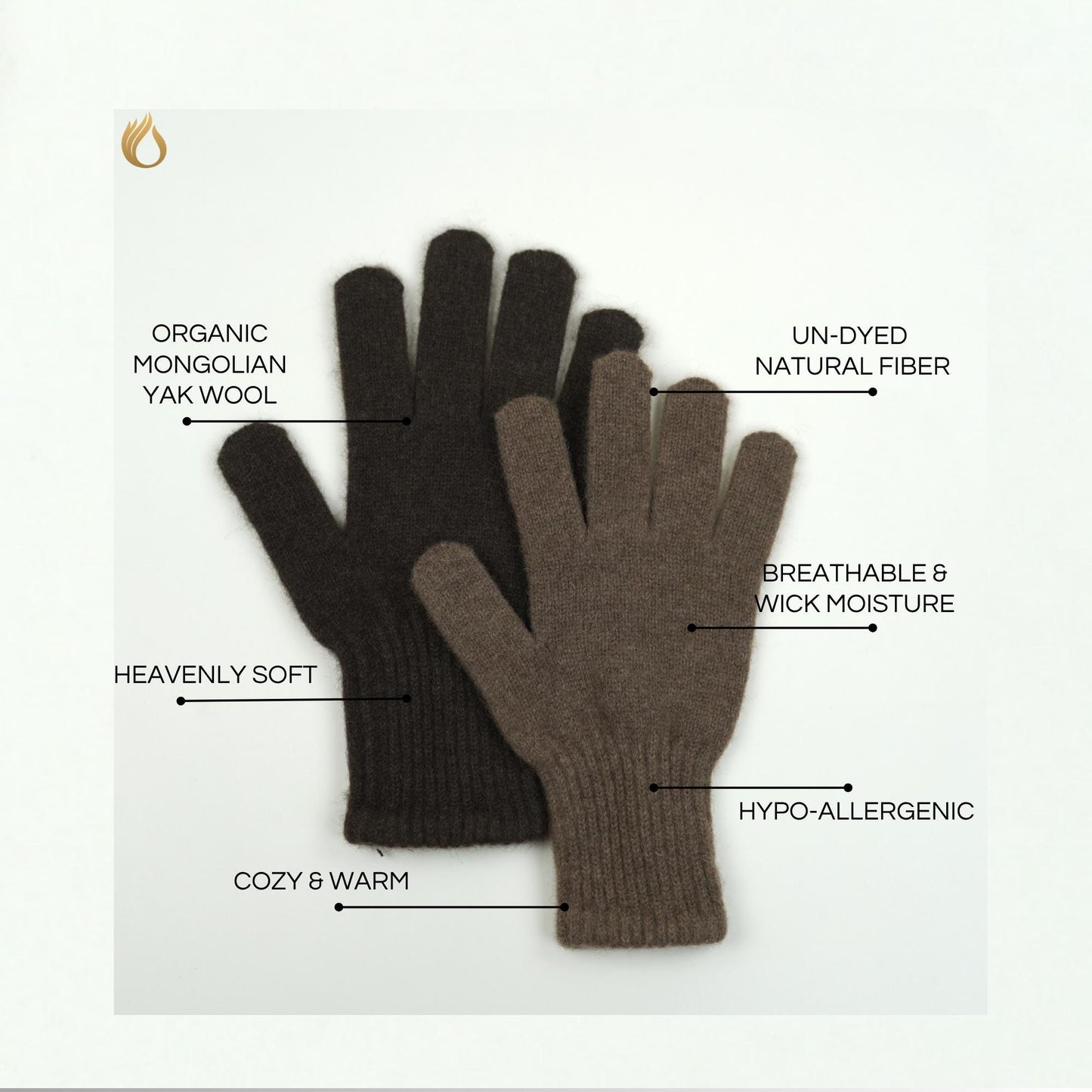 Mongolian Yak Down Gloves: Organic, Hypoallergenic, Unisex
