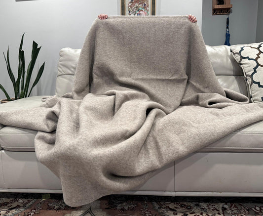 Oversized 100% Yak Down Throw Blanket: Mongolian Luxury, Undyed, Natural Fiber