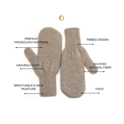 Mongolian Natural Cashmere Mittens – Ultra-Soft Luxury Winter Mittens for Women & Men