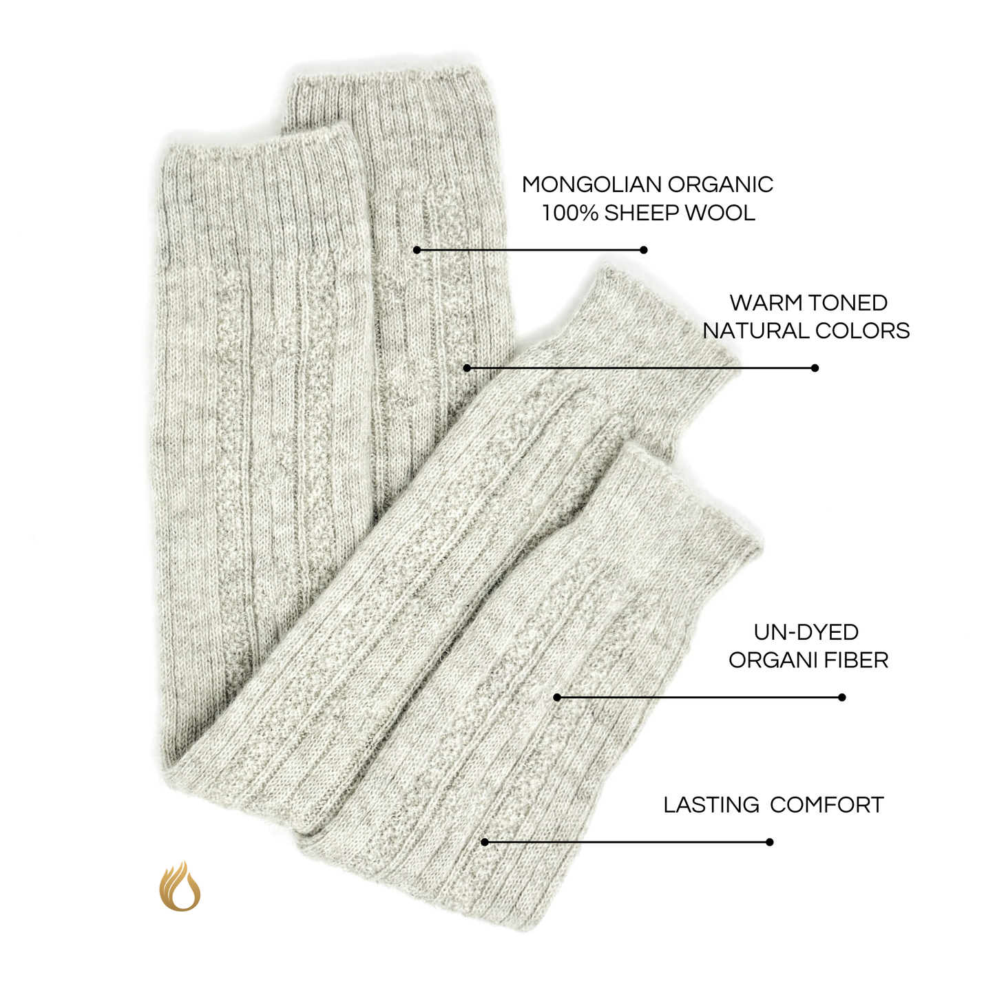 Organic Wool Leg Warmers Calf Sleeves – Dye-Free Mongolian Sheep Wool Ankle Wrap