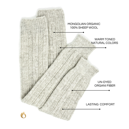 Organic Wool Leg Warmers Calf Sleeves – Dye-Free Mongolian Sheep Wool Ankle Wrap