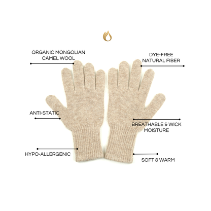 Bactrian Camel Wool Gloves / All Natural Organic Finest Fiber / Soft Cozy Cold Comfort / Luxury Unique Gift / Rare Find / Made in Mongolia (Copy)