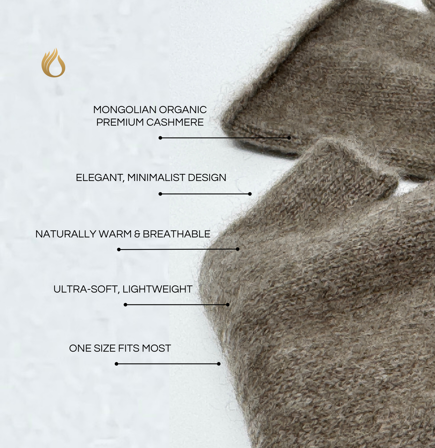 Pure cashmere fingerless mitten /Long cuff wrist warmer with thumb hole / Premium organic cashmere / Luxury gift