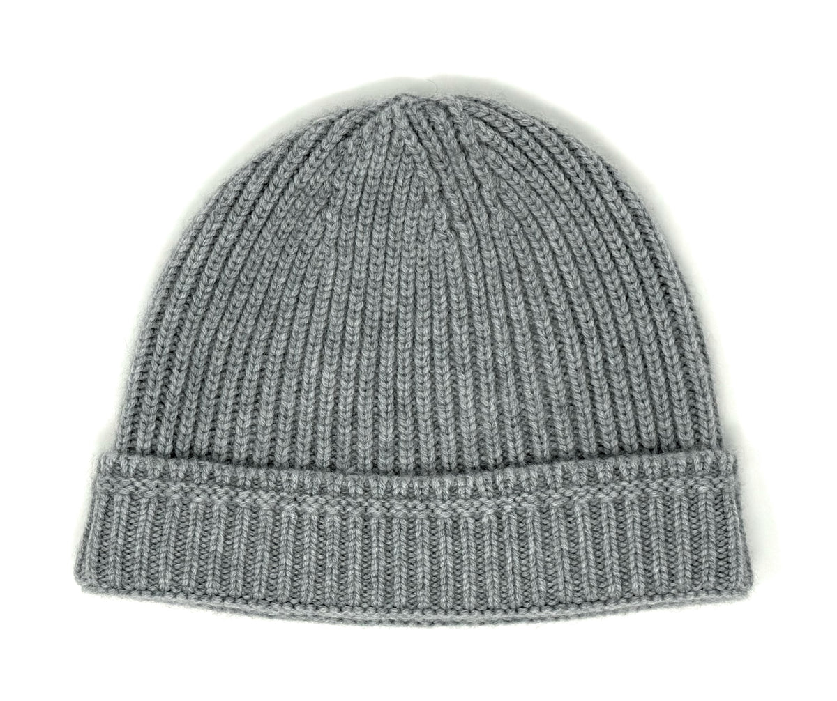 100% Mongolian Cashmere Beanie – Ribbed Winter Hat for Women & Men
