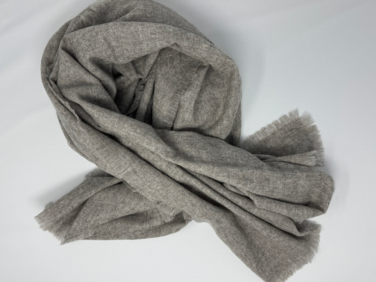 100% Yak Wool Shawl Wrap – Natural Mongolian Wool Scarf, Organic, Earth Toned Travel Wrap 50"×50"