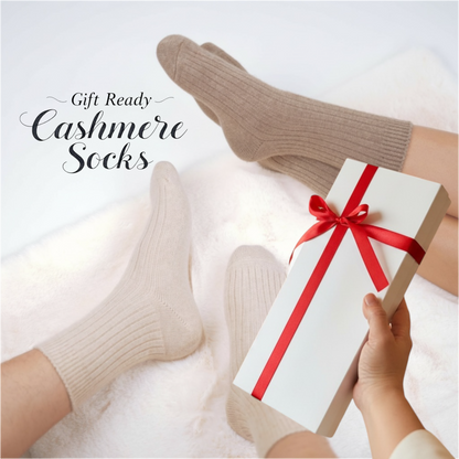 Organic Cashmere Socks from Mongolia – Soft Warm Ribbed Socks – Gift Ready-Boxed