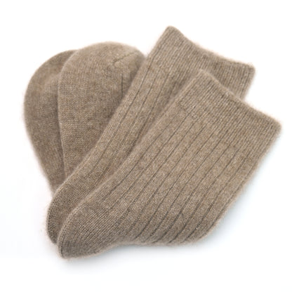 Organic Cashmere Socks from Mongolia – Soft Warm Ribbed Socks – Gift Ready-Boxed