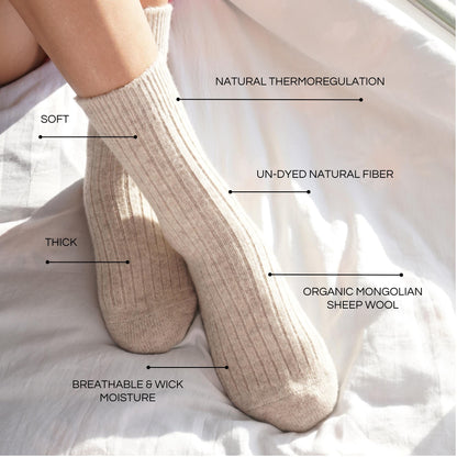 Luxurious Mongolian Sheep Wool Socks - Soft, Cozy, Breathable Cold Weather Essentials, Ideal Gift