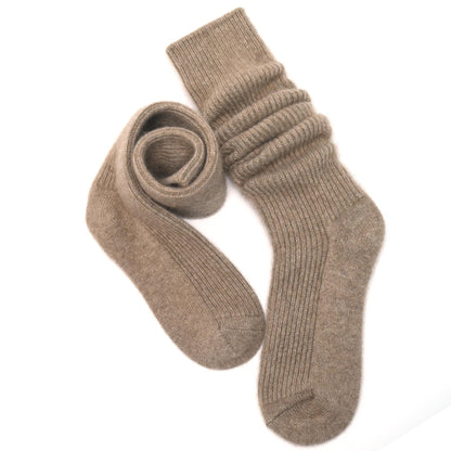 Knee-High Luxury Pure Cashmere Socks - Made from Un-dyed Organic Mongolian Cashmere | Heavenly soft | Cozy Winter Fashion | Ideal Gift