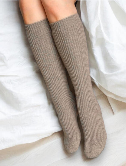 Knee-High Luxury Pure Cashmere Socks - Made from Un-dyed Organic Mongolian Cashmere | Heavenly soft | Cozy Winter Fashion | Ideal Gift
