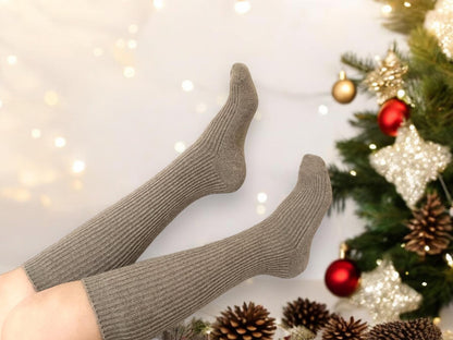 Knee-High Luxury Pure Cashmere Socks - Made from Un-dyed Organic Mongolian Cashmere | Heavenly soft | Cozy Winter Fashion | Ideal Gift