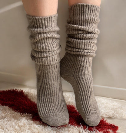 Knee-High Luxury Pure Cashmere Socks - Made from Un-dyed Organic Mongolian Cashmere | Heavenly soft | Cozy Winter Fashion | Ideal Gift