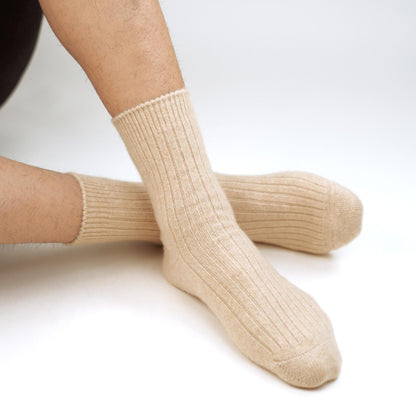 Organic Cashmere Socks from Mongolia – Soft Warm Ribbed Socks – Gift Ready-Boxed